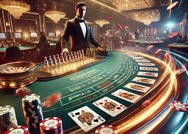 Dealer profesional vios4d melakukan lemparan dadu dalam studio langsung berkualitas HD