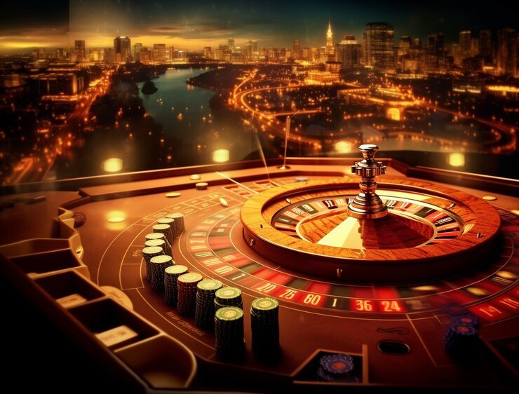 Tampilan permainan Wolf Gold di platform vios4d menampilkan gulungan slot dengan simbol serigala, emas, dan batu mulia